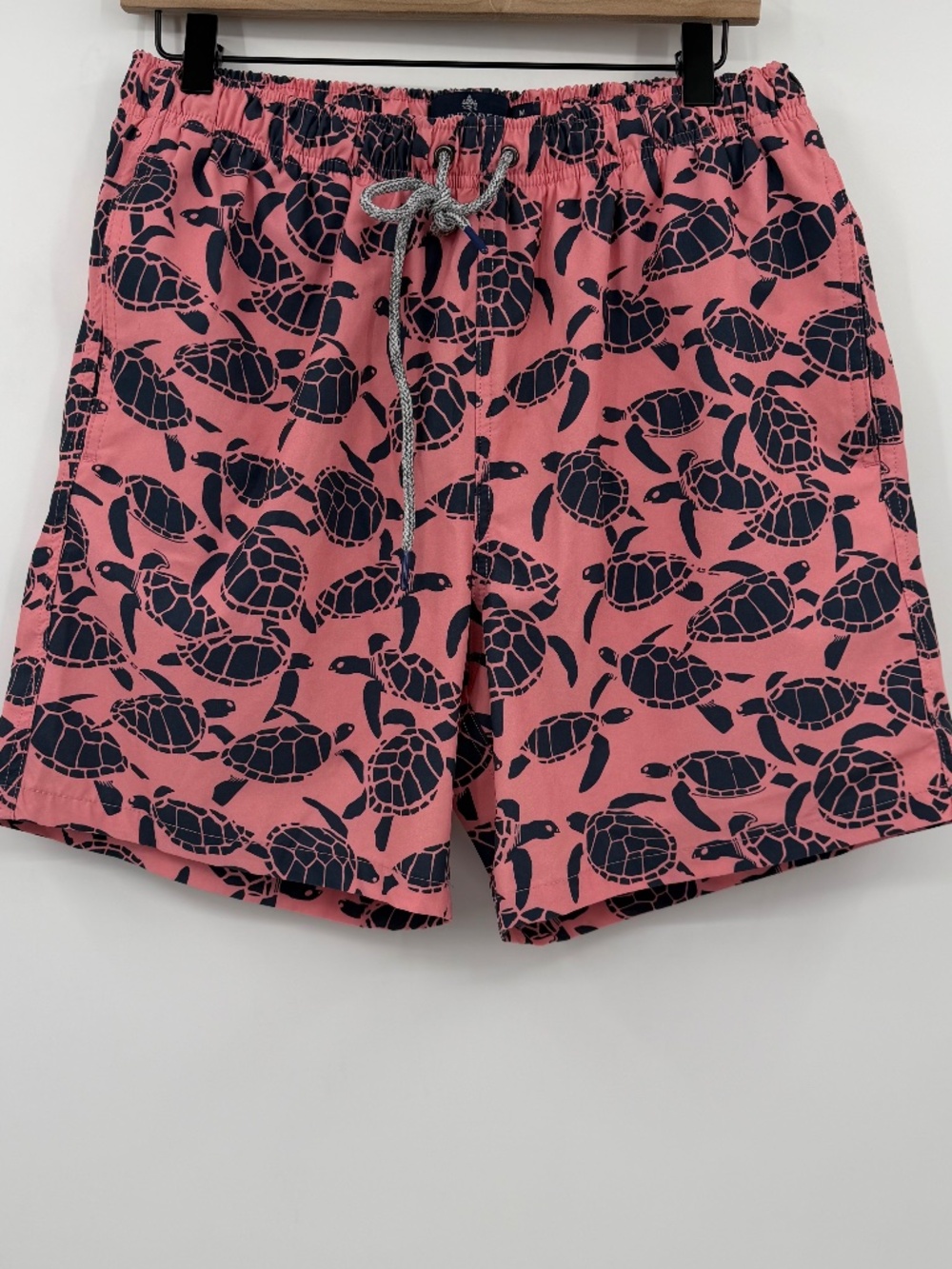 Rainforest Swim Trunks Men Medium Pink Blue Turtles Elastic Drawstring Waist